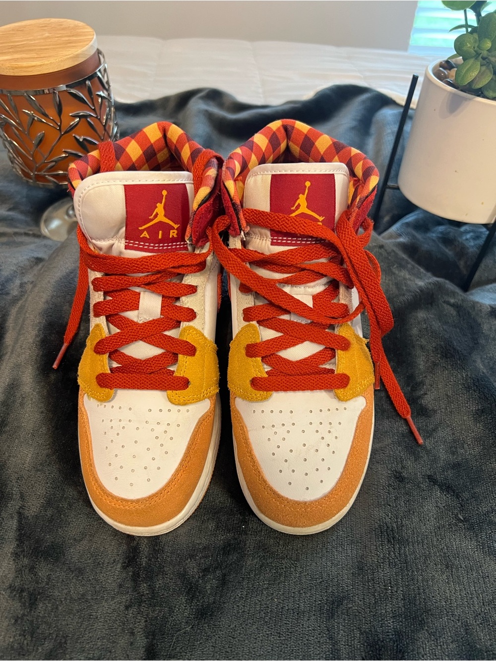 Jordan Kids High-Top Sneakers - White, Red, Yellow, Orange